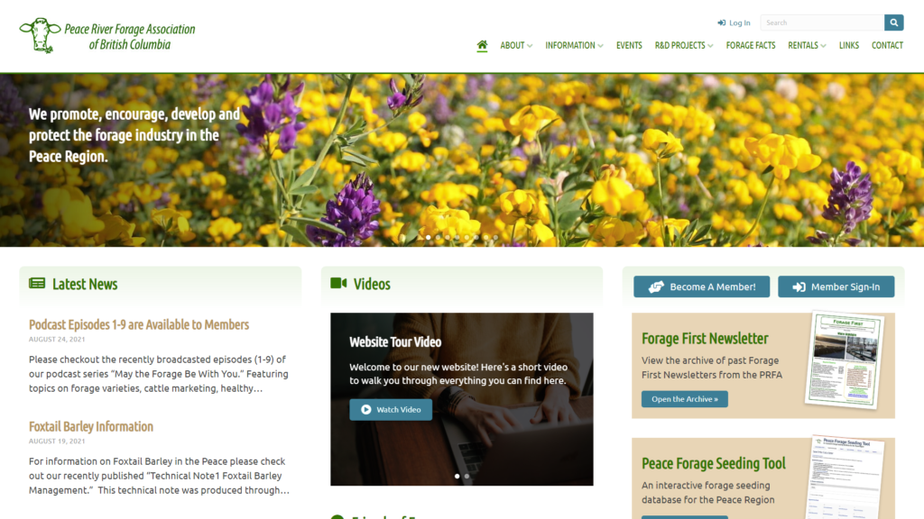 Peace River Forage Association of BC - New Website