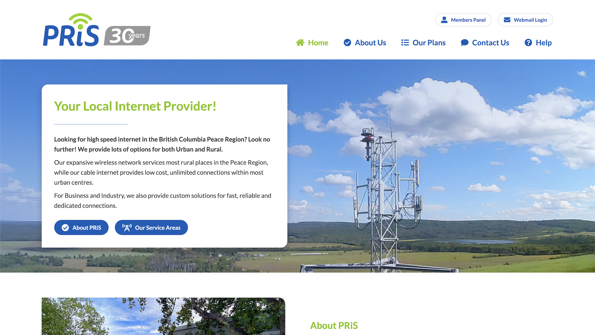 Peace Region Internet Society (PRiS) website screenshot